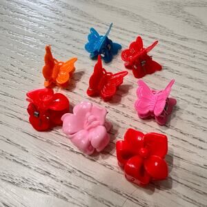 Butterfly & Flower Plastic Hair Clips Y2K Vintage 90s